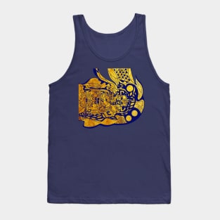 pakal spaceman on blue fire ecopop pattern Tank Top